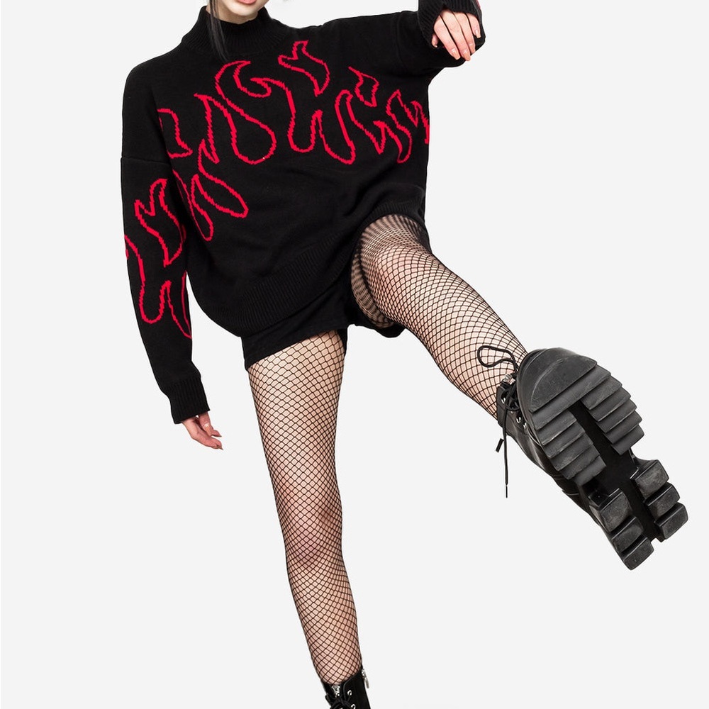 Black and Red Flame Sweater